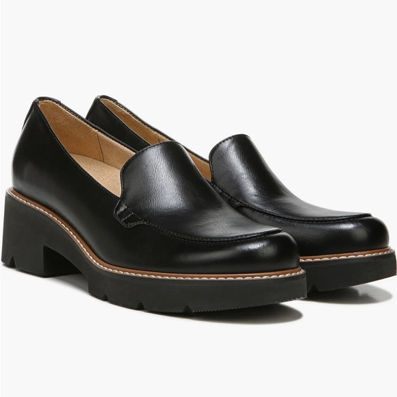 NEW Naturalizer BLACK Cabaret Loafer 2.25” CHUNKY BLOCK HEEL SZ 8.5 - Picture 1 of 13
